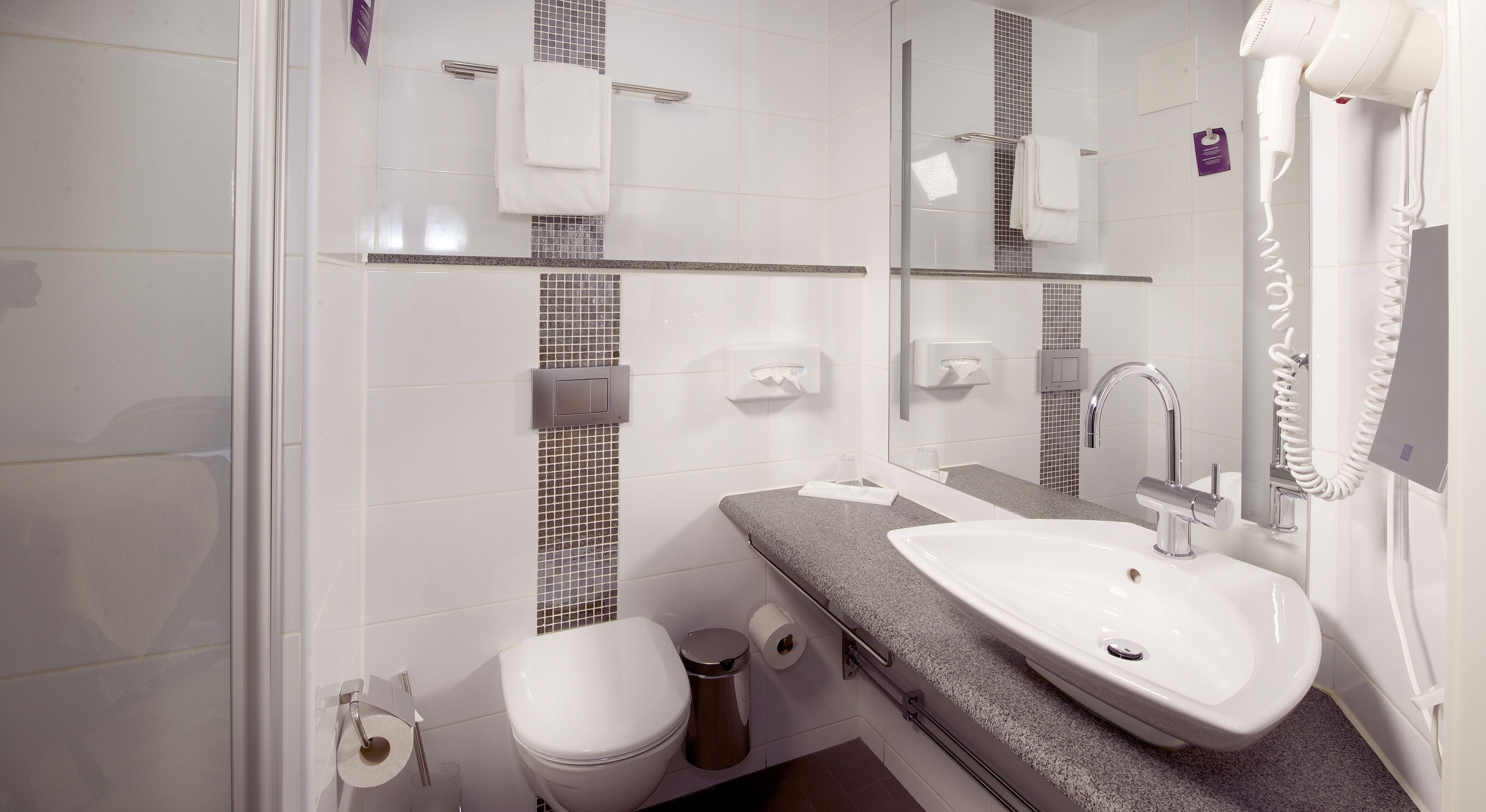 single room (compact) | bathroom | hair dryer, towels