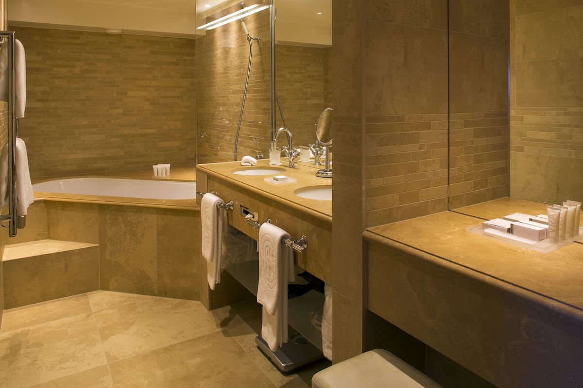 free toiletries, bathrobes, slippers, towels