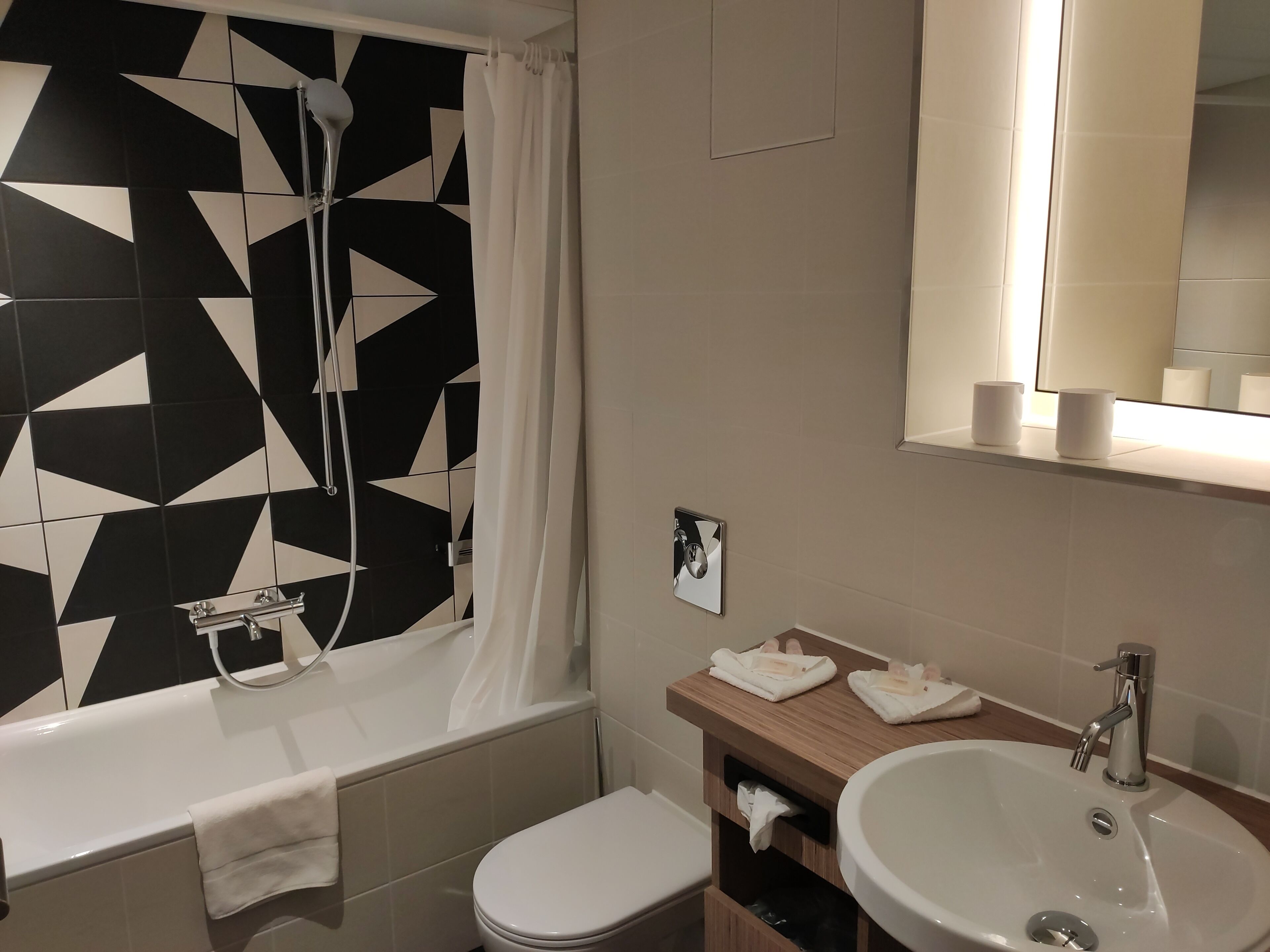 free toiletries, hair dryer, towels