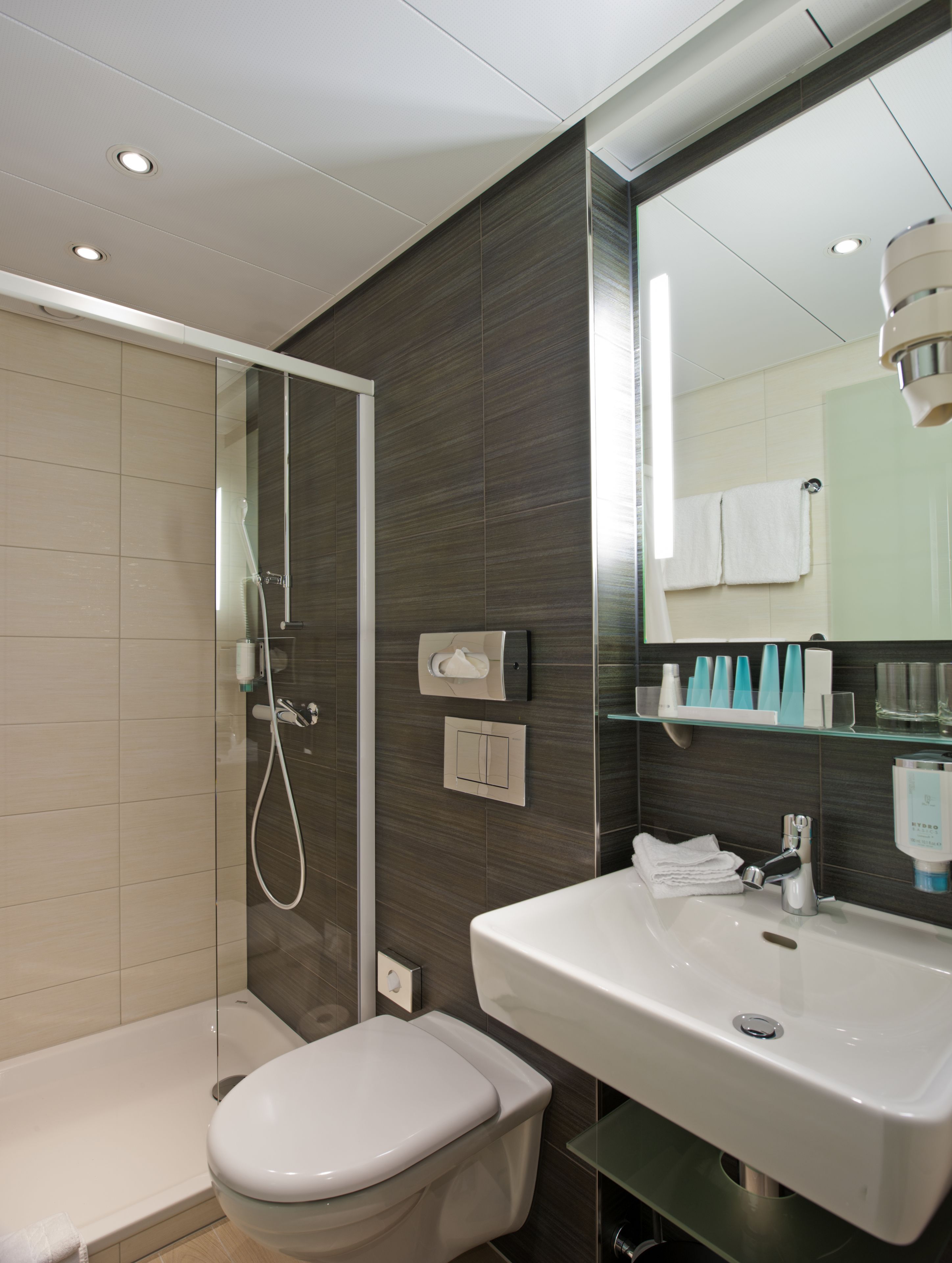 free toiletries, hair dryer, towels