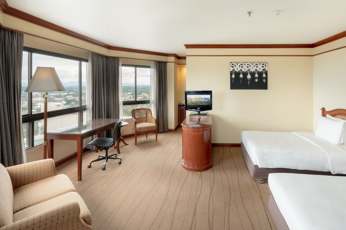 Junior Suite, 2 Queen Beds | Minibar, in-room safe, desk, laptop workspace
