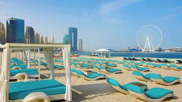 Private beach, free beach cabanas, sun loungers, beach umbrellas