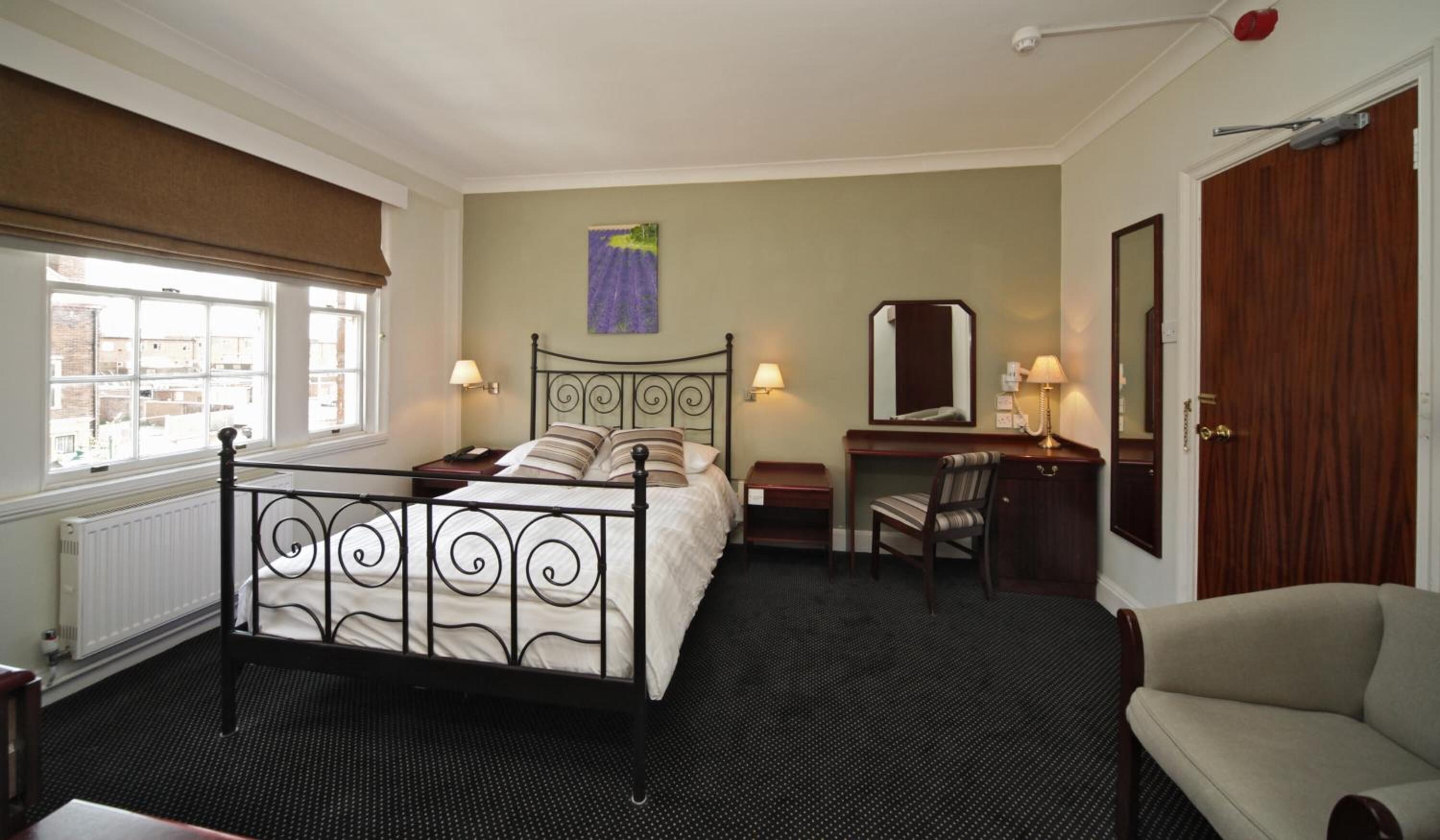 desk, blackout curtains, iron/ironing board, free wifi