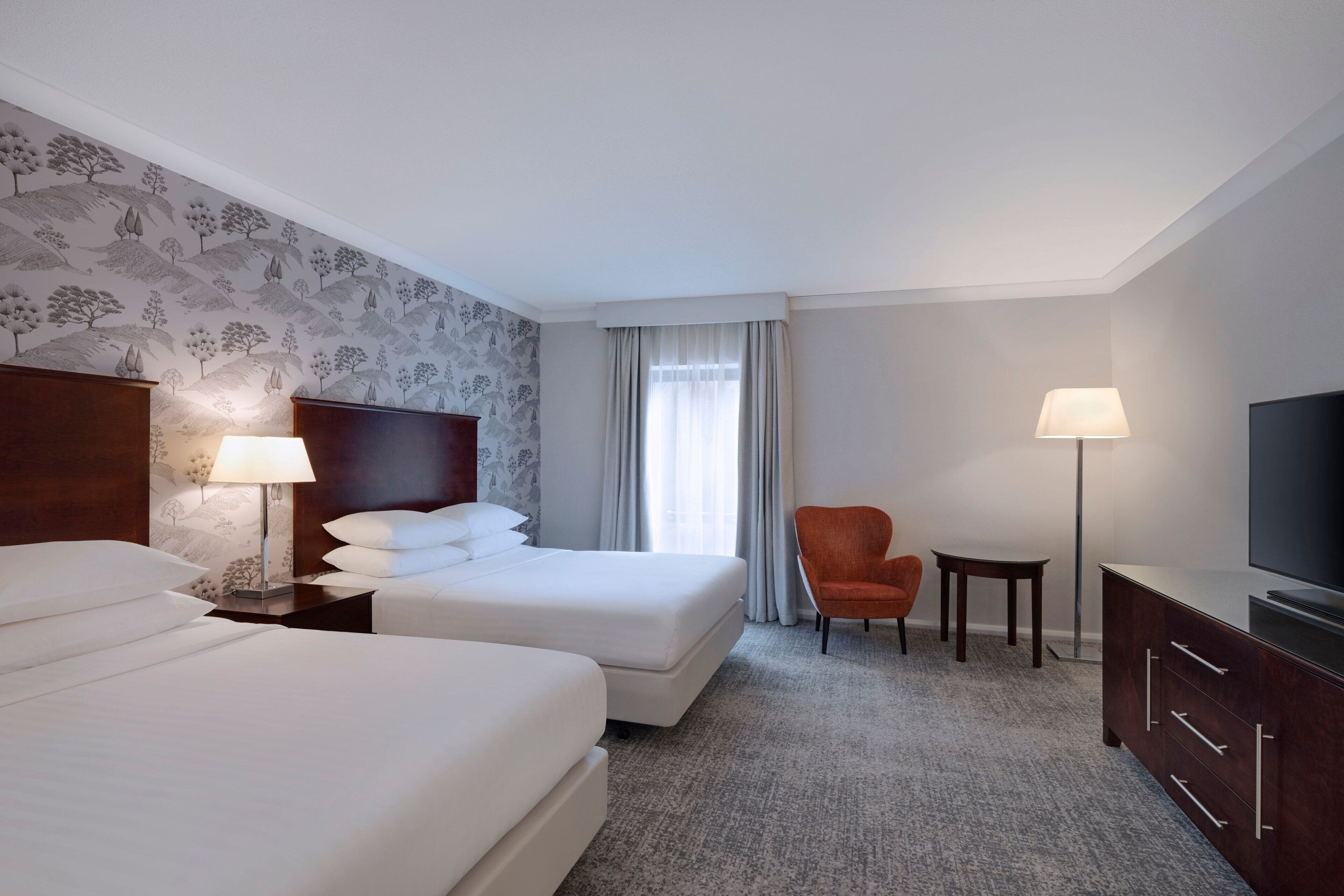 family room, 2 double beds | premium bedding, down duvets, pillow-top beds, desk