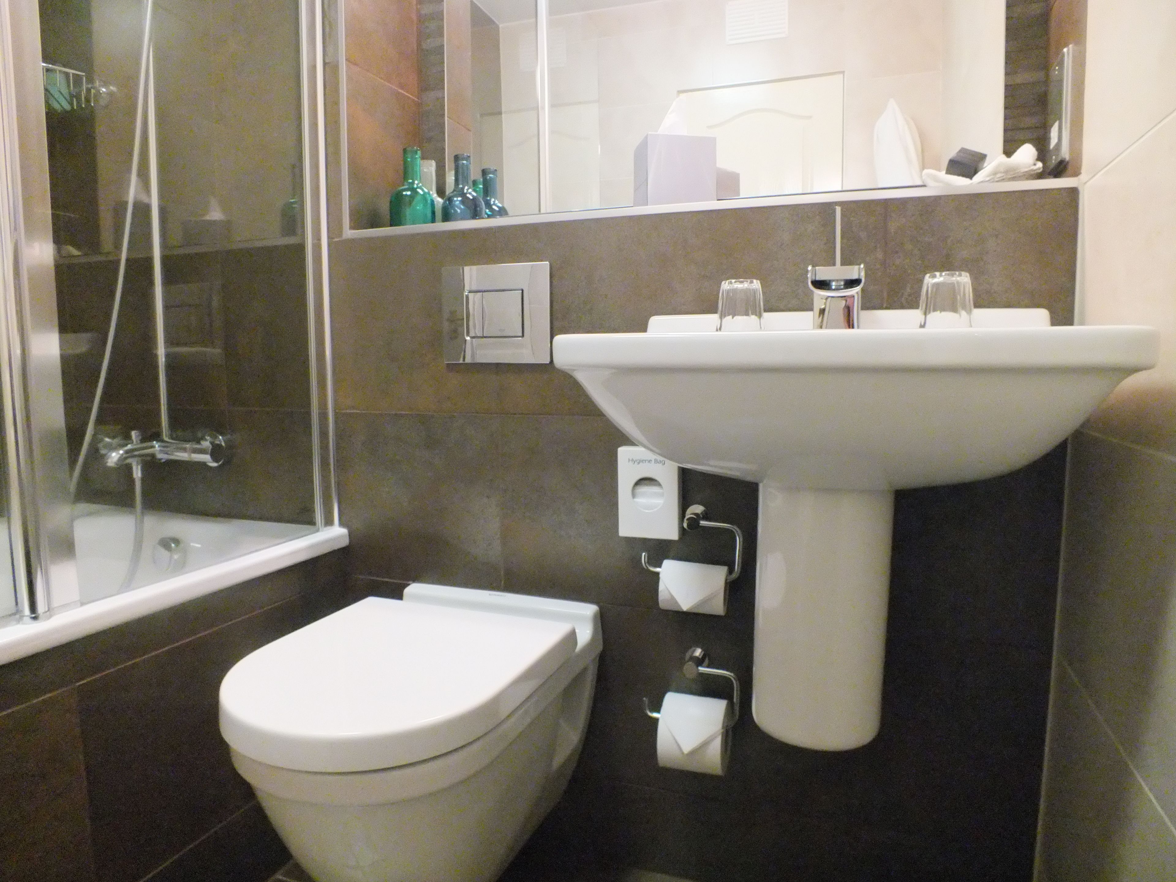 free toiletries, hair dryer, towels