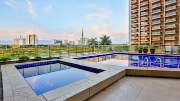 Outdoor pool, sun loungers