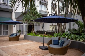 Outdoor pool, sun loungers