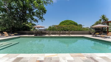 Outdoor pool, sun loungers