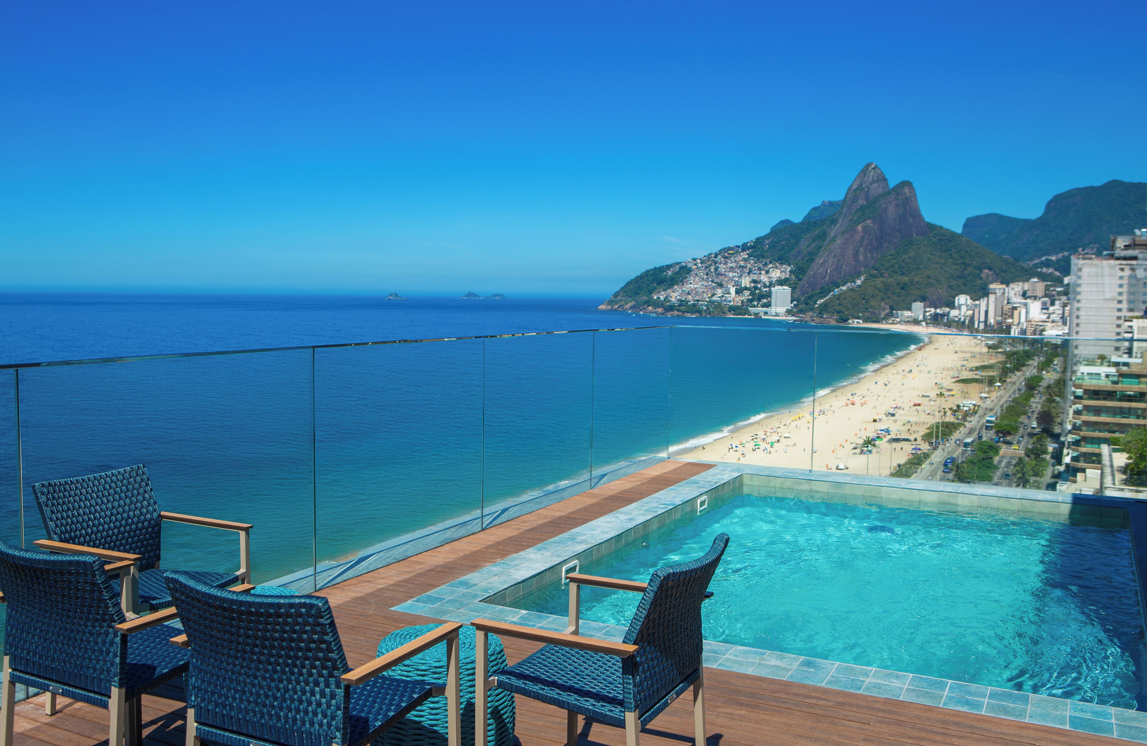 outdoor pool, pool umbrellas, pool loungers