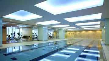 Indoor pool, open 5:30 AM to 11:00 PM, pool loungers