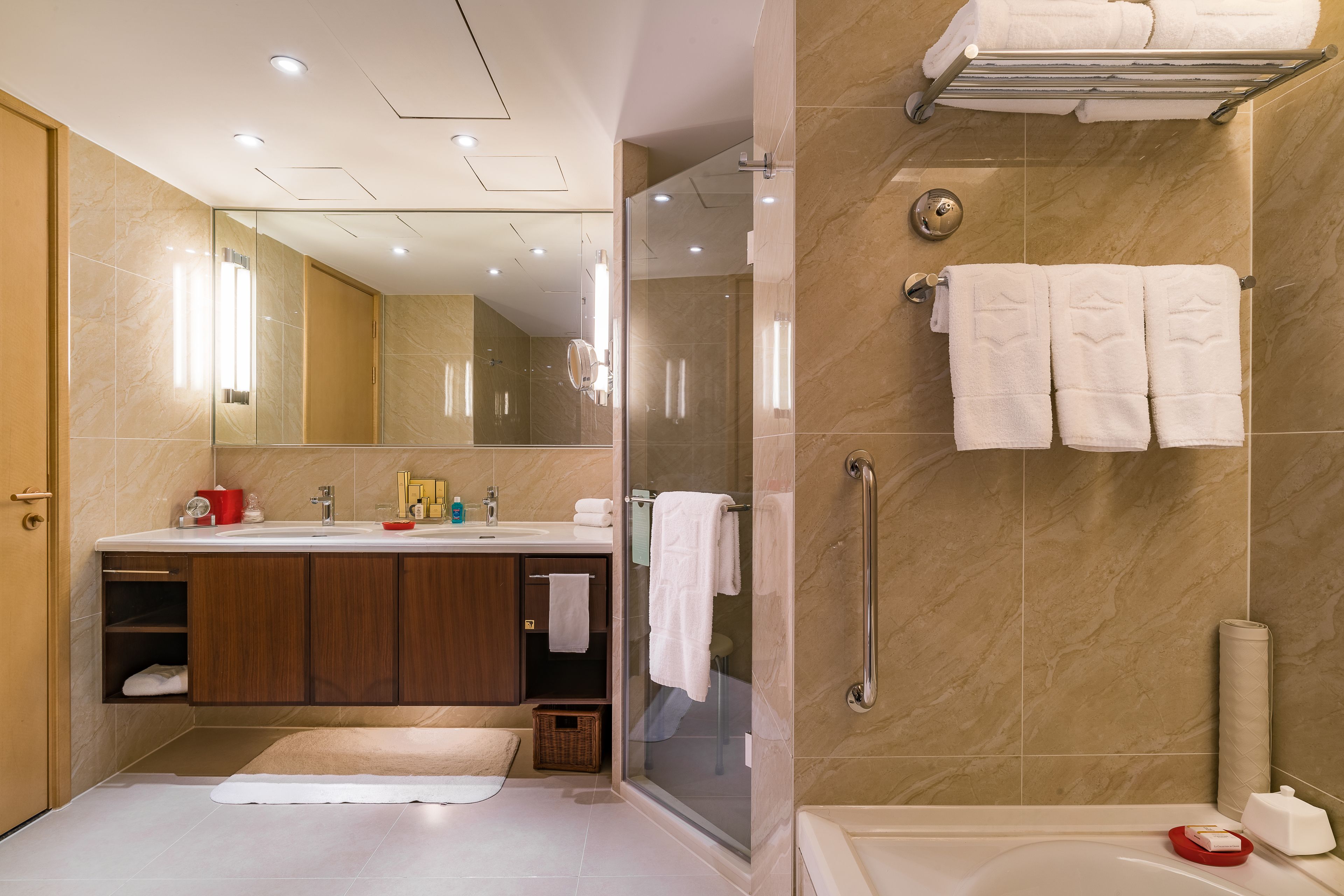 free toiletries, hair dryer, bathrobes, slippers