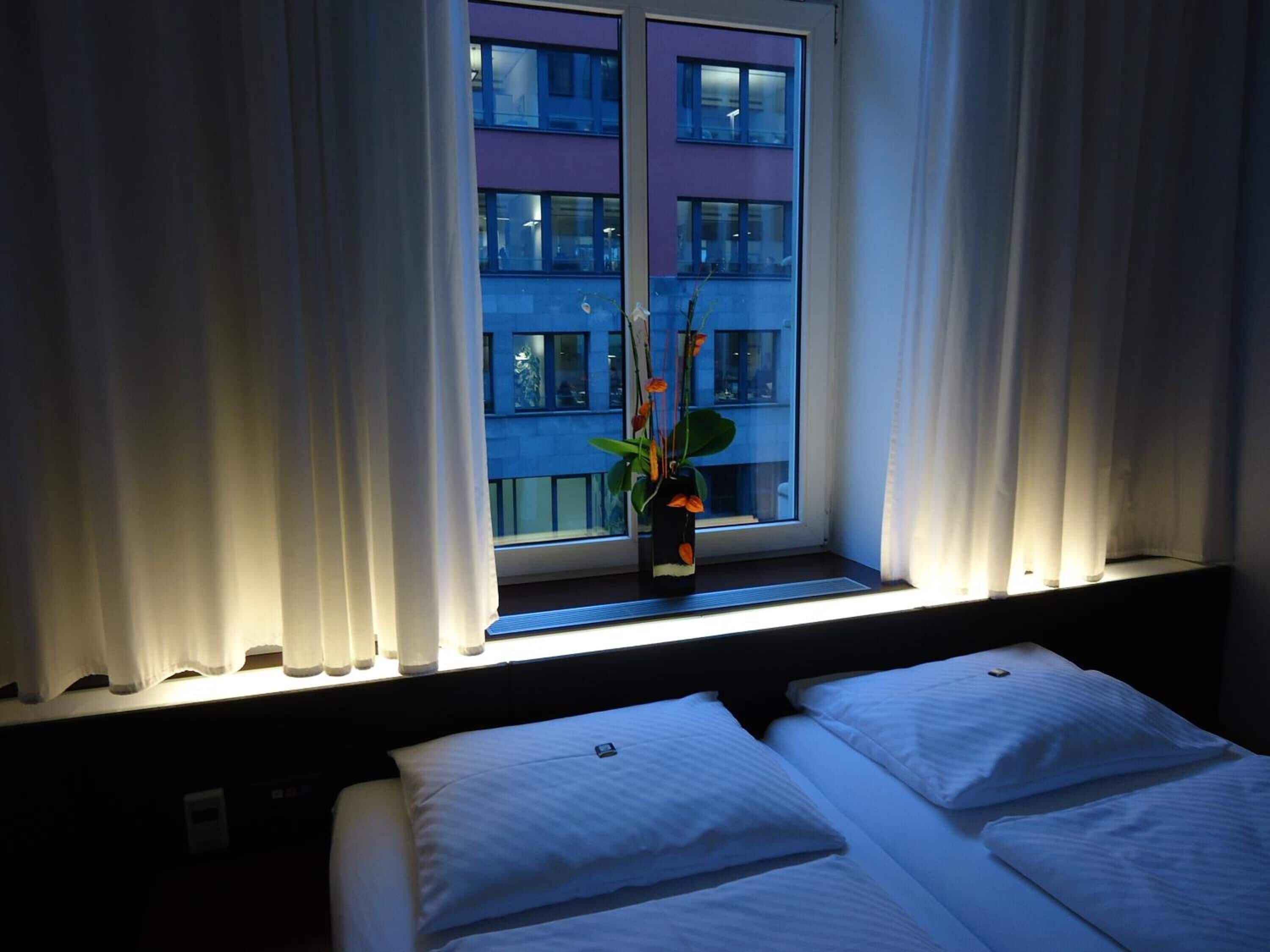 premium bedding, minibar, desk, laptop workspace