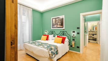 Appartamento Luxury, 1 letto queen con divano letto, edificio separato | Copriletto in piuma, minibar, una cassaforte in camera, una scrivania