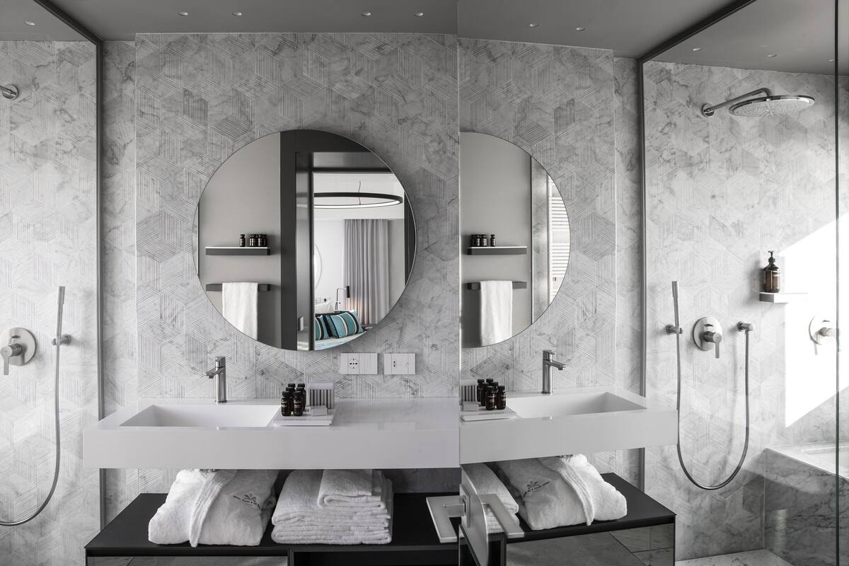 hair dryer, bathrobes, slippers, bidet