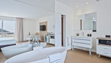 Free toiletries, hair dryer, bidet, towels
