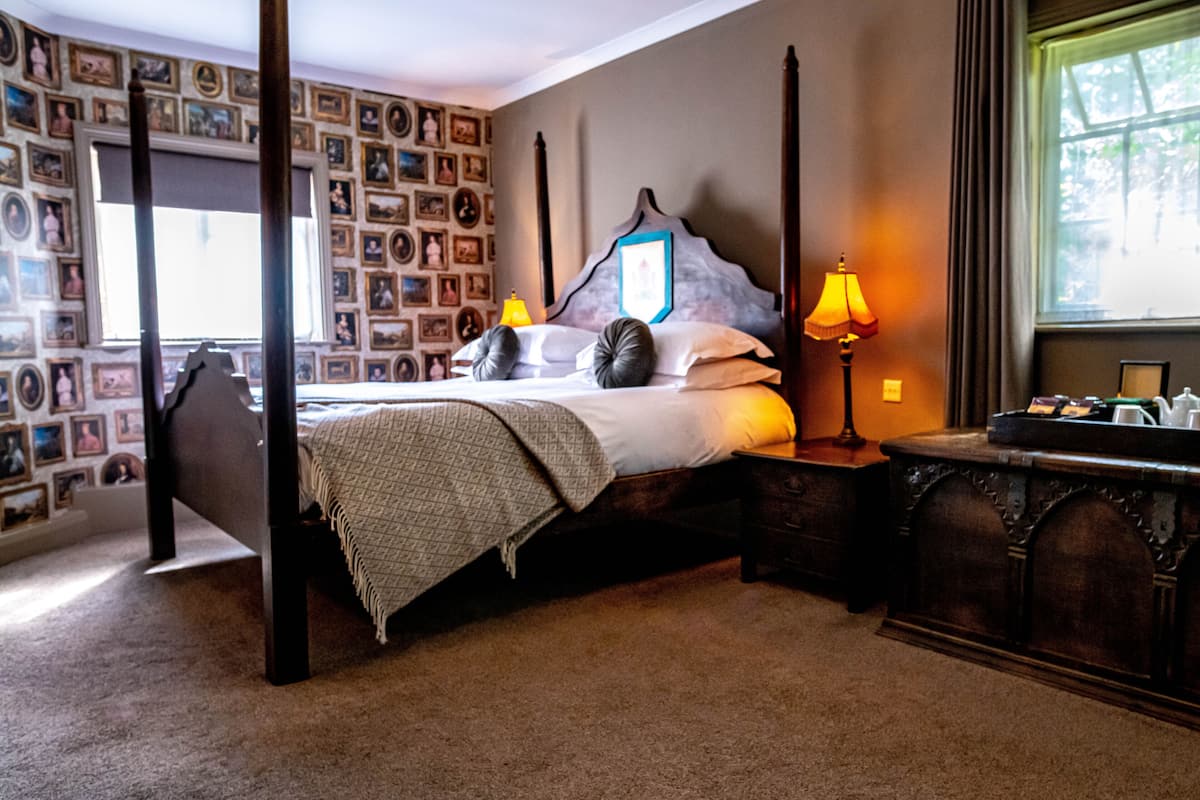 chic double room | premium bedding, desk, soundproofing, iron/ironing board