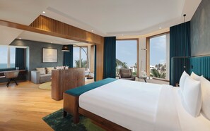 Suite Premier, 1 cama de matrimonio grande, Acceso al salón del club, vistas al mar | Ropa de cama de alta calidad, minibar, caja fuerte