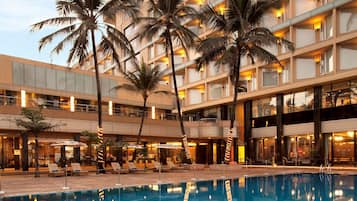 Outdoor pool, open 7:00 AM to 8:00 PM, sun loungers