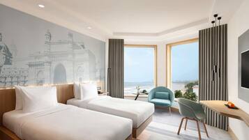 Superior-rum - 2 enkelsängar - havsutsikt | 1 sovrum, sängtillbehör av högsta kvalitet och minibar