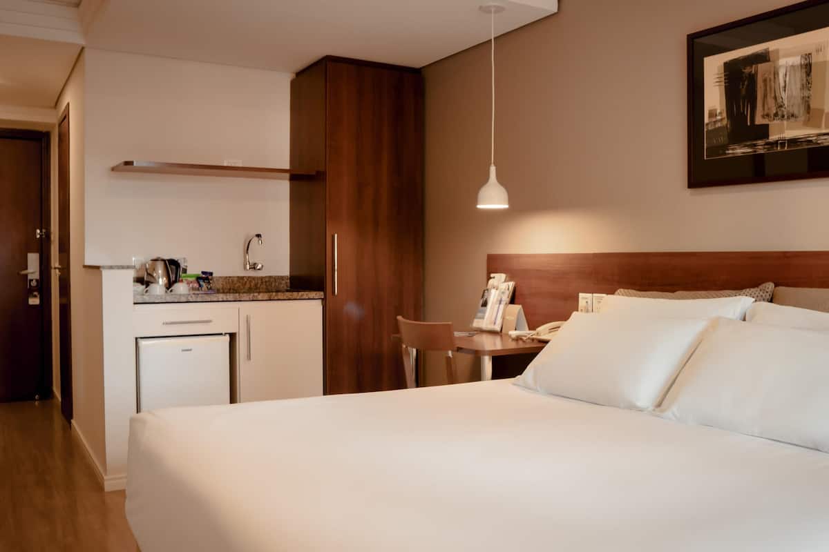 Hypo-allergenic bedding, minibar, in-room safe, desk