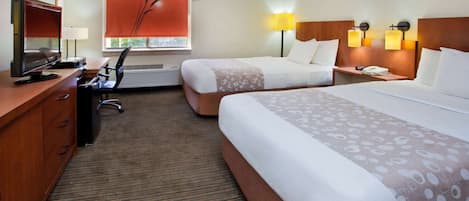 Premium bedding, desk, iron/ironing board, free cribs/infant beds
