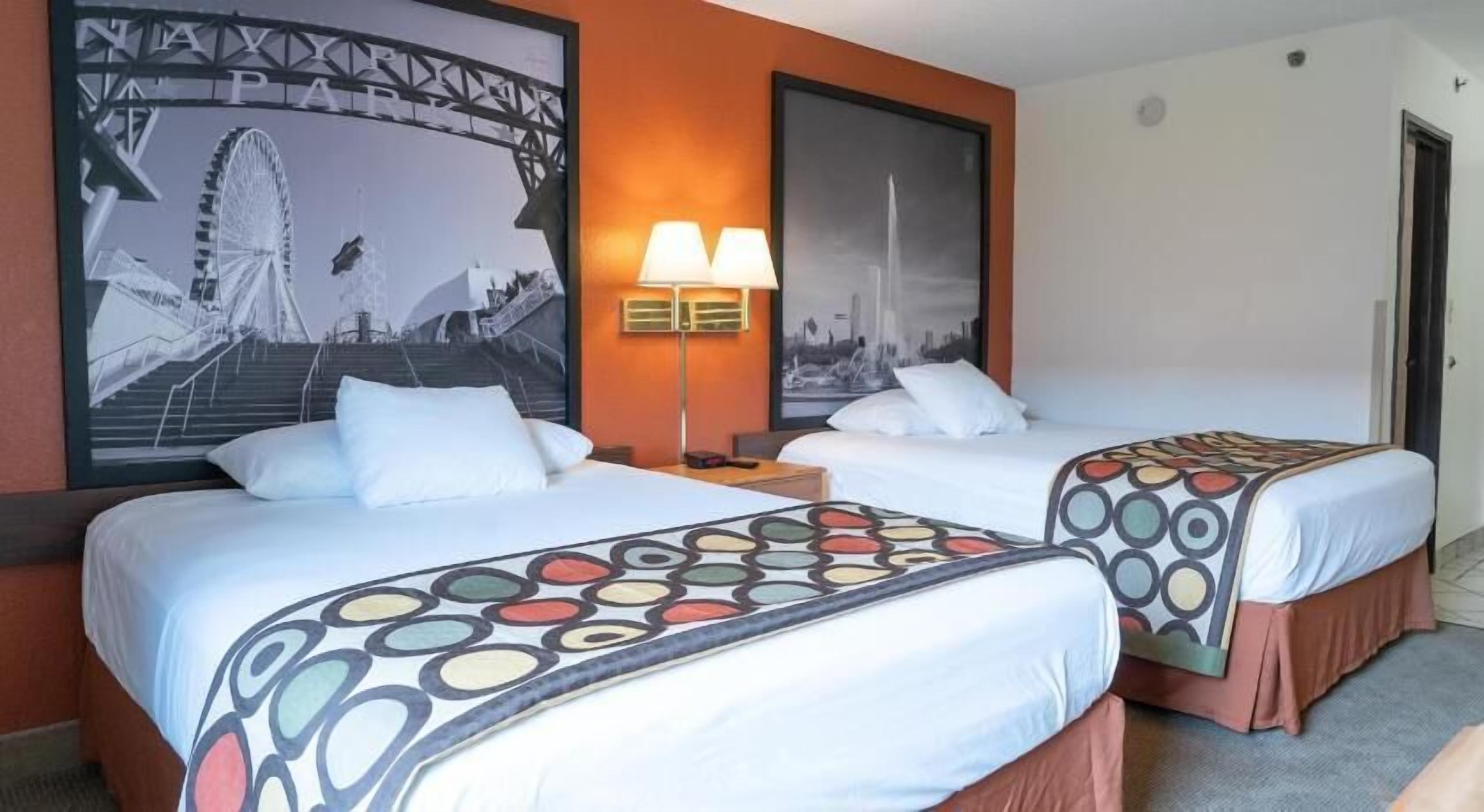 Pillow-top beds, desk, laptop workspace, iron/ironing board