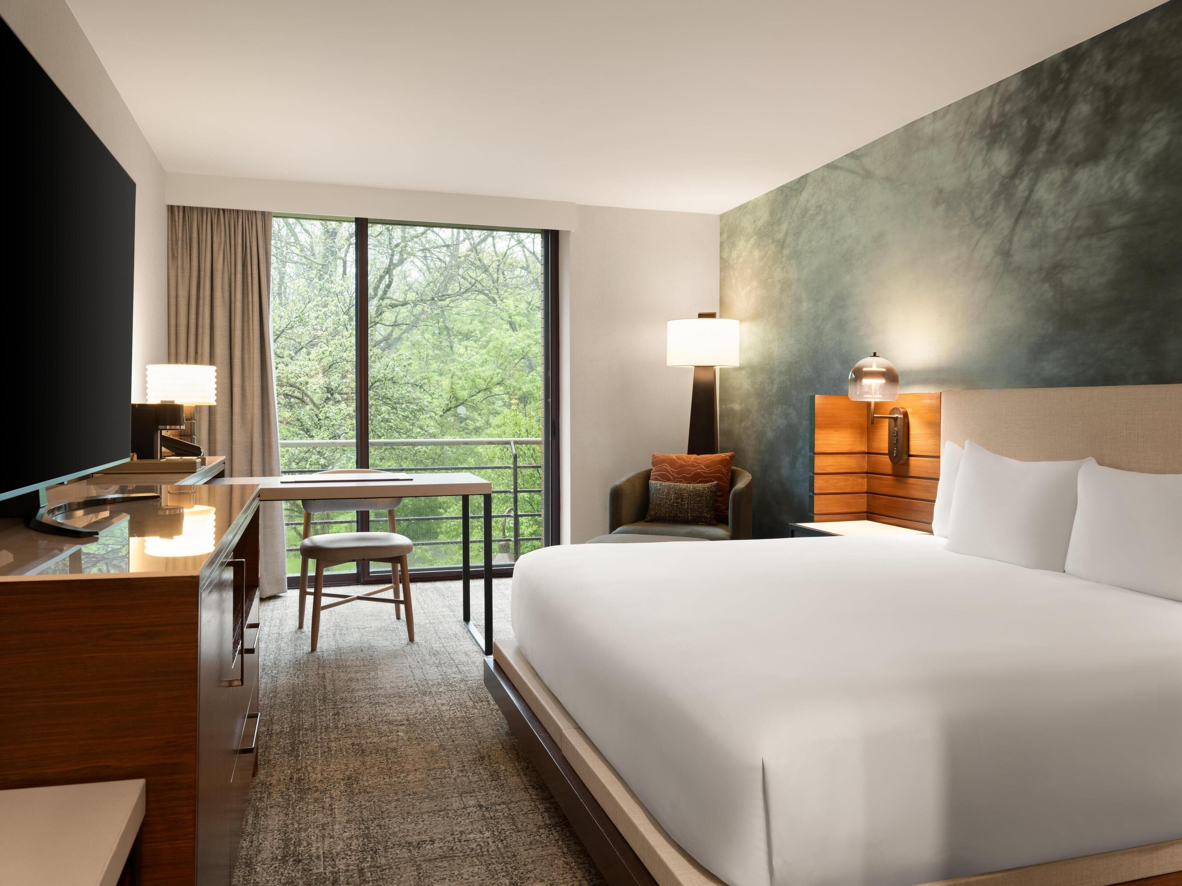 Premium bedding, down comforters, pillowtop beds, in-room safe