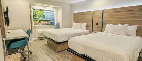 Room, 2 Queen Beds, Non Smoking | Premium bedding, pillowtop beds, desk, iron/ironing board