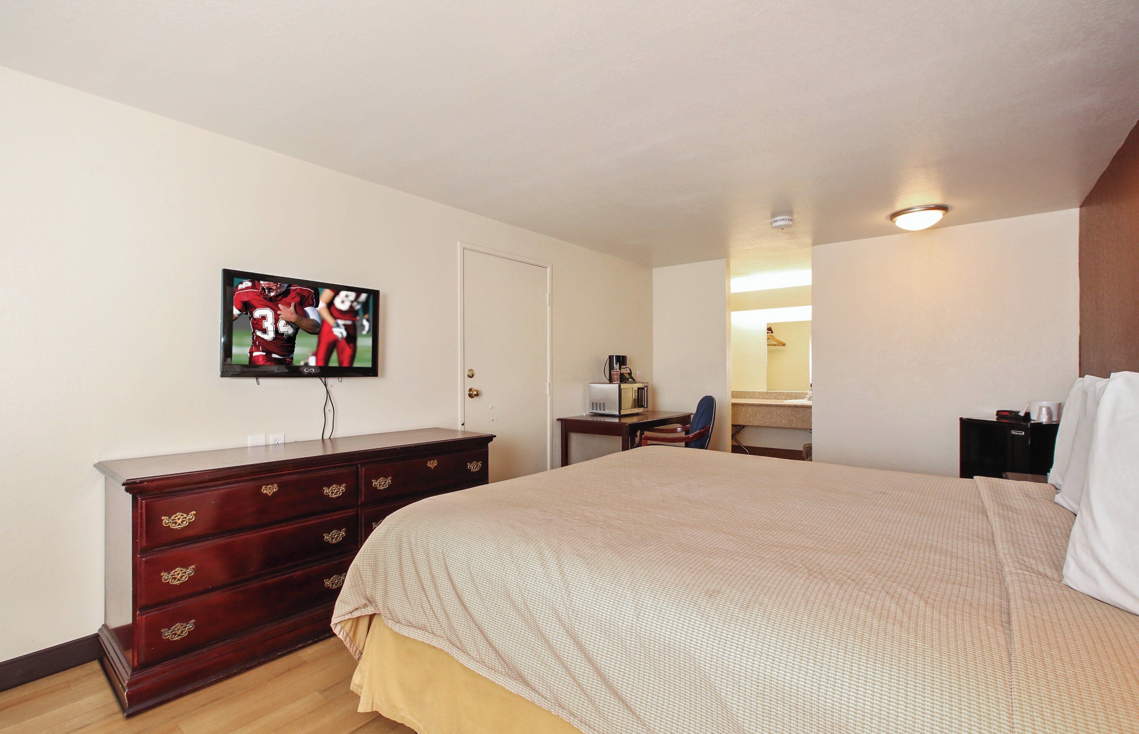Desk, WiFi (free), alarm clocks, bed sheets