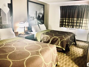 Desk, free WiFi, bed sheets, alarm clocks