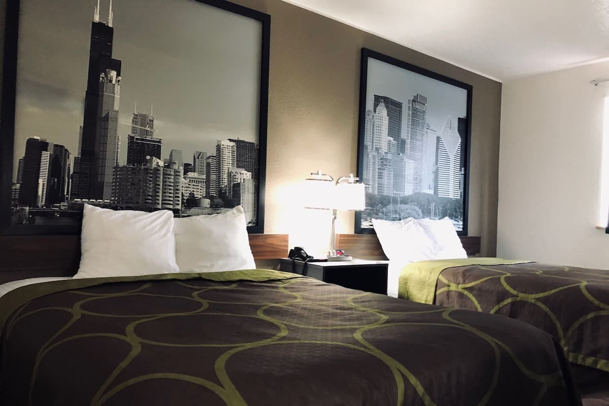 Room, 2 Queen Beds, Non Smoking | Desk, free WiFi, bed sheets, alarm clocks