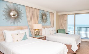Oceanfront Balcony, 2 Double Beds | Premium bedding, pillowtop beds, minibar, in-room safe