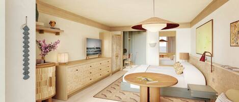 Habitació, 2 llits de matrimoni, balcó, primera línia de mar (Dune House Preview) | Roba de llit d'alta qualitat i matalassos amb encoixinament addicional