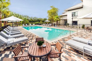 Outdoor pool, pool loungers