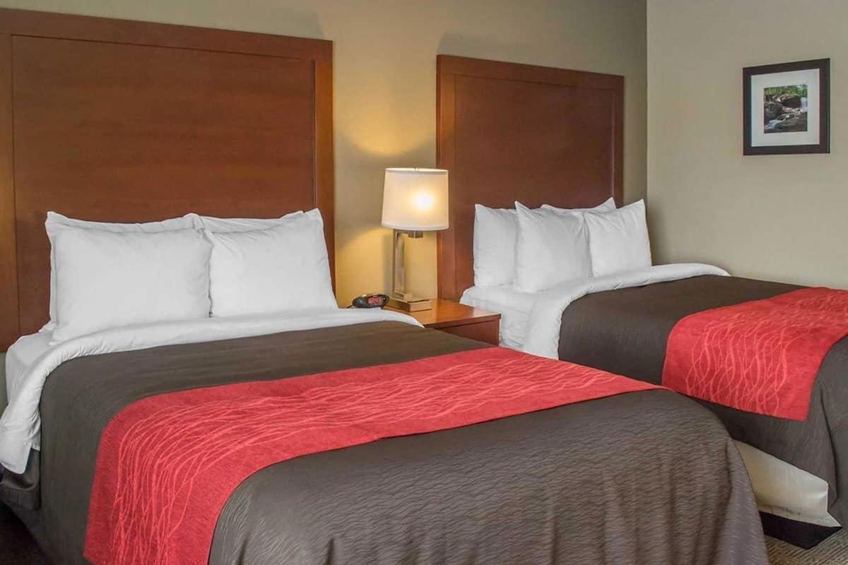 Premium bedding, desk, blackout drapes, iron/ironing board