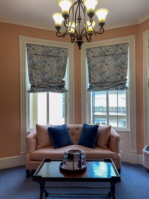 Luxury Main House Queen - J. Stephens Room  | Premium bedding, in-room safe, individually decorated