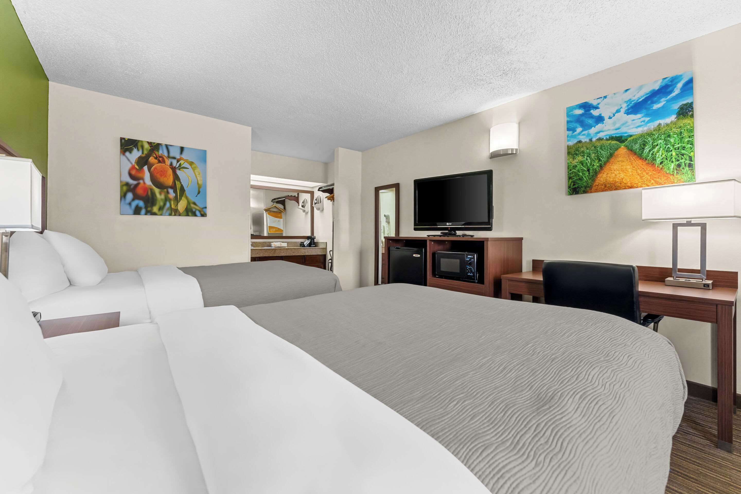 room, 2 double beds | desk, iron/ironing board, free wifi, bed sheets