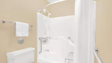 Room, 1 Queen Bed, Accessible, Non Smoking (Mobility Accessible) | Bathroom | Combined shower/tub, free toiletries, towels