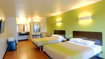 Desk, blackout drapes, soundproofing, free WiFi