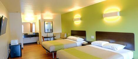 Desk, blackout drapes, soundproofing, free WiFi