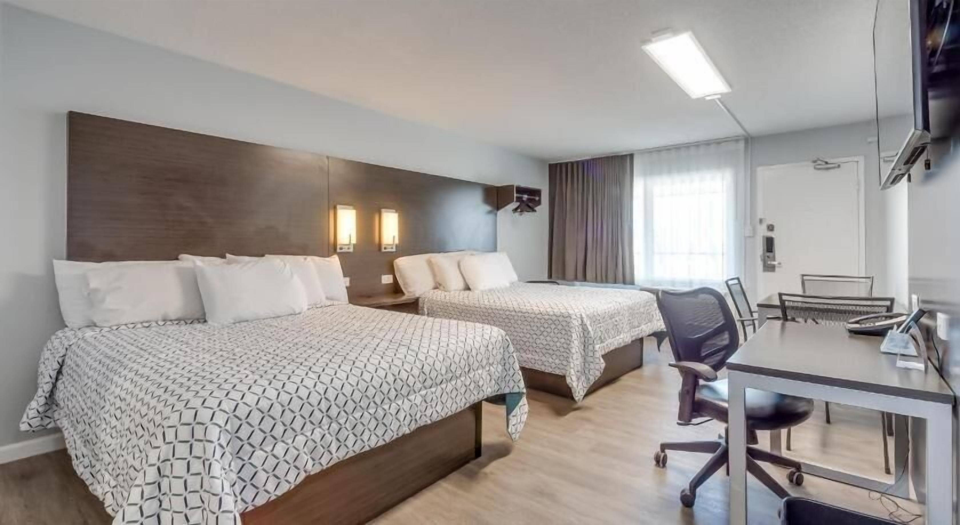 2 Queen Beds w/ Kitchenette Non-Smoking | Pillowtop beds, desk, laptop workspace, blackout drapes