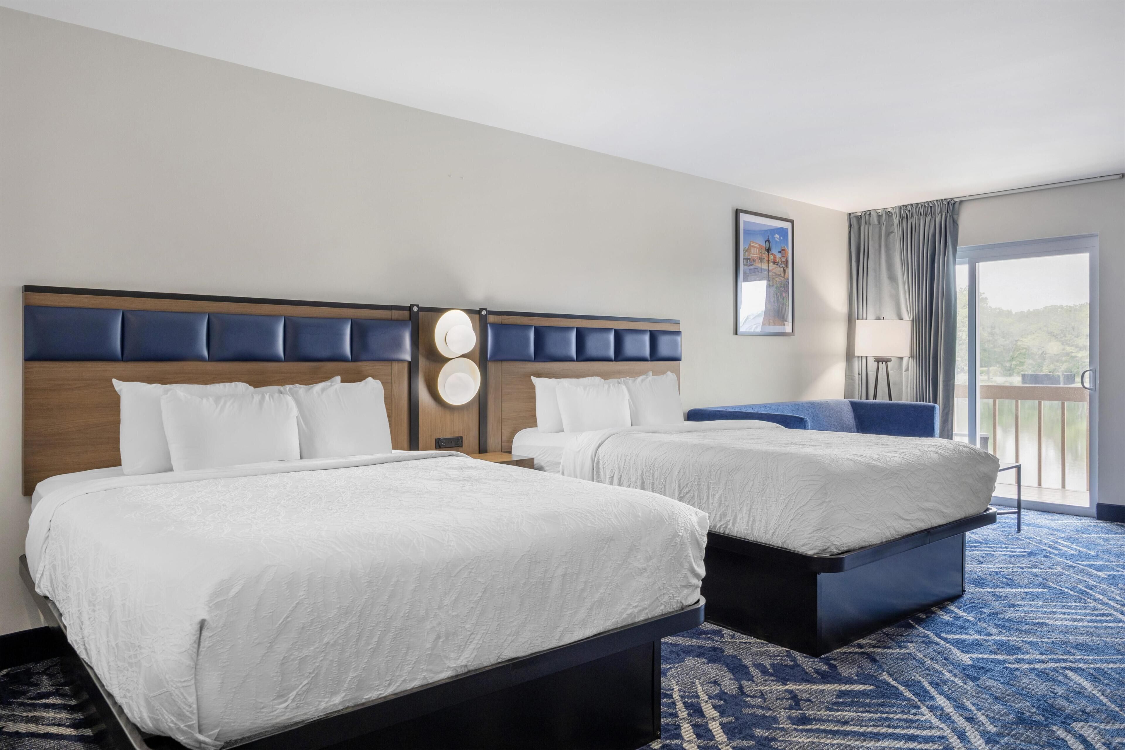 Standard Room, 2 Queen Beds, Refrigerator & Microwave, Lakeside (with Sofabed) | Hypo-allergenic bedding, laptop workspace, iron/ironing board