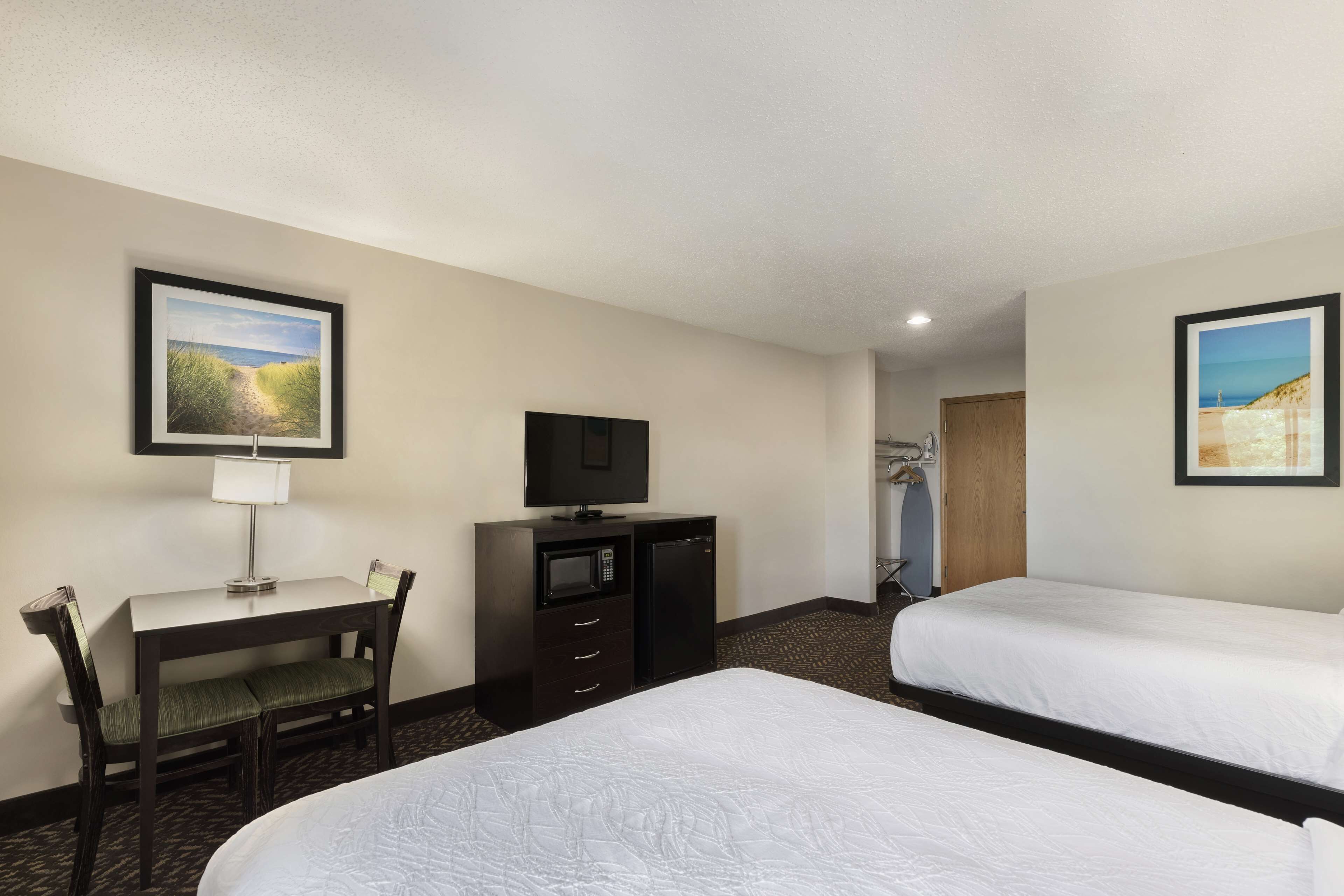 hypo-allergenic bedding, laptop workspace, iron/ironing board