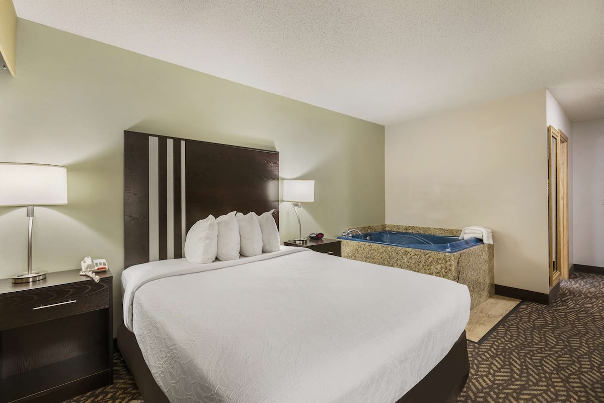 Standard Room, 1 Queen Bed, Non Smoking, Jetted Tub | Hypo-allergenic bedding, laptop workspace, iron/ironing board