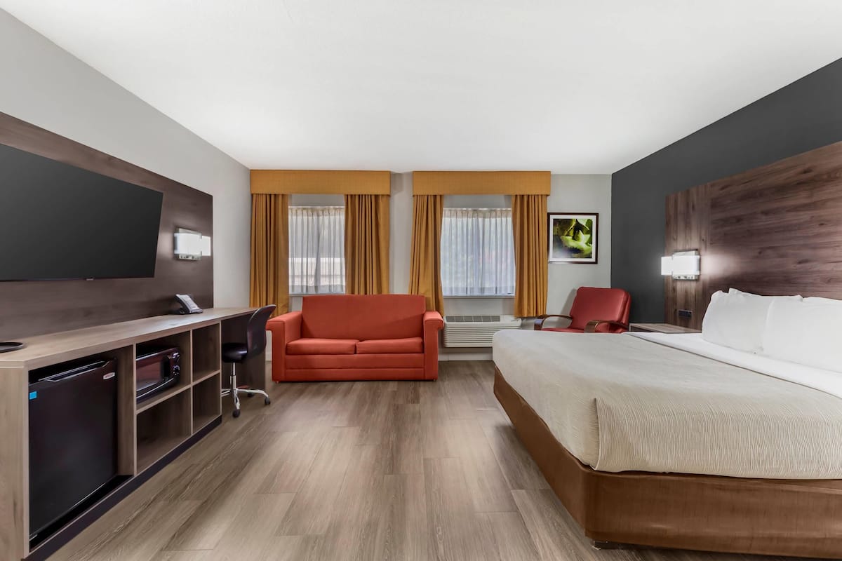 room, 1 king bed with sofa bed, non smoking | premium bedding, desk, iron/ironing board, free cots/infant beds