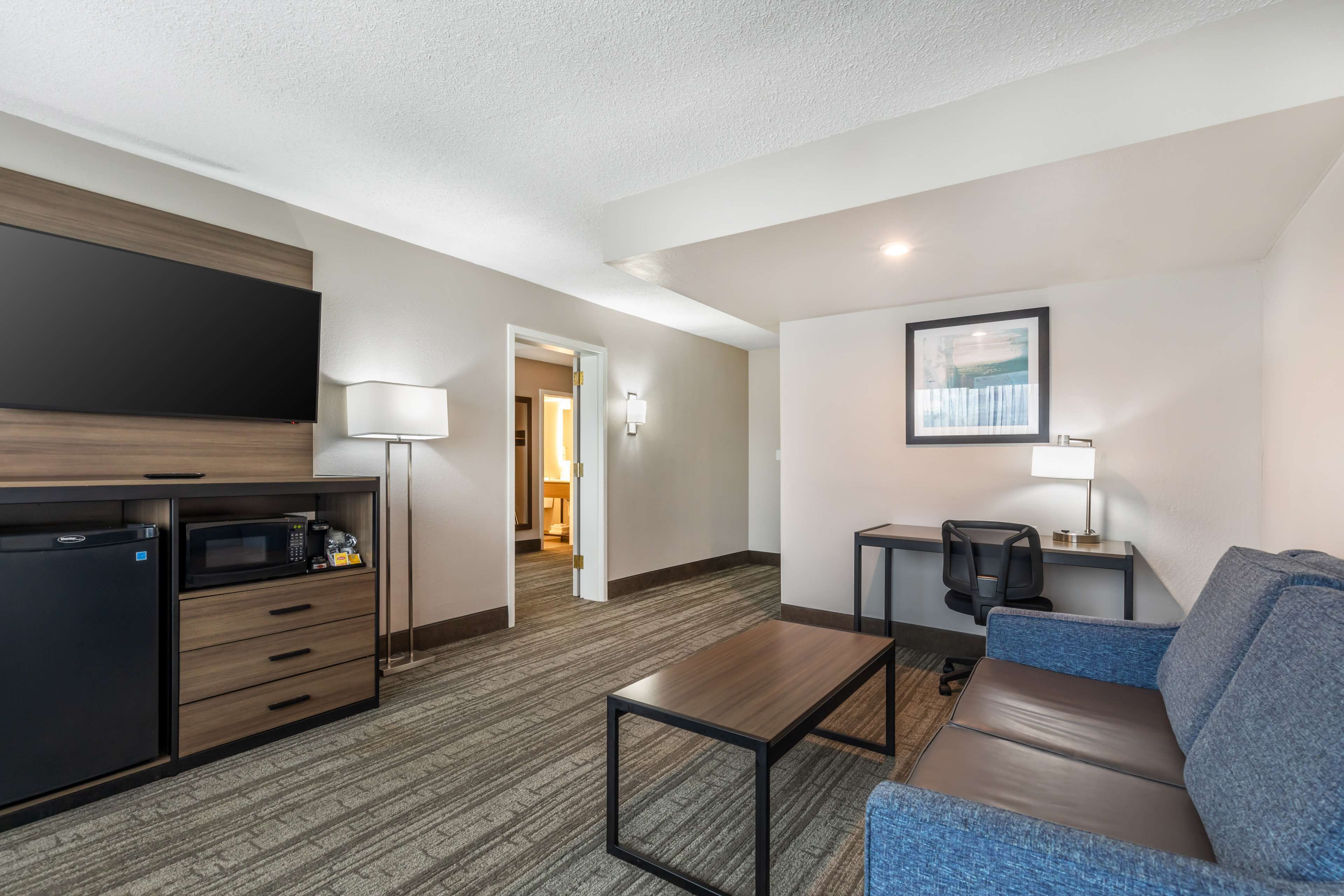 Suite, 1 King Bed, Non Smoking, Refrigerator & Microwave (with Single Sofabed) | Desk, laptop workspace, iron/ironing board, free WiFi