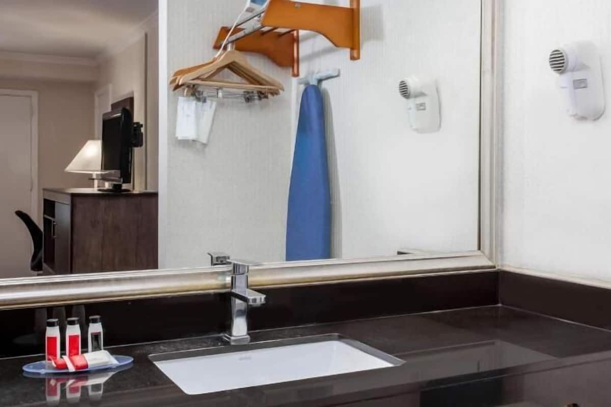 Bathroom | Combined shower/tub, free toiletries, hair dryer, towels