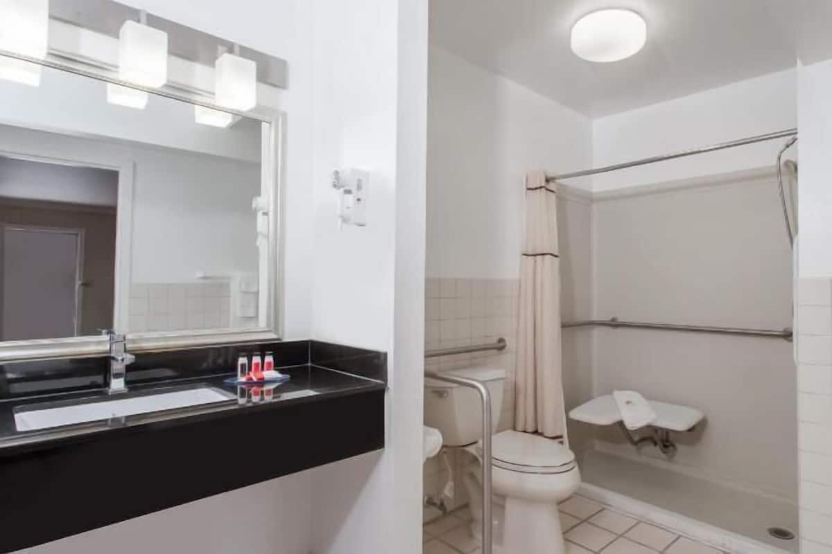 Bathroom | Combined shower/tub, free toiletries, hair dryer, towels