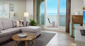 Premier Room, 1 King Bed, Oceanfront | Living area | 42-inch flat-screen TV with cable channels, Smart TV, pay movies - Pelican Grand Beach Resort - A Noble House Resort (Fort Lauderdale)