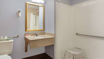 Room, 1 Queen Bed, Accessible, Non Smoking | Bathroom shower